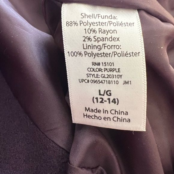 GEORGE GIRLS DEEP PURPLE PEA COAT SIZE LARGE  (12-14) - Picture 10 of 10